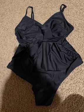 Maternity Black Women's One-Piece Swimsuit with Tie Waist